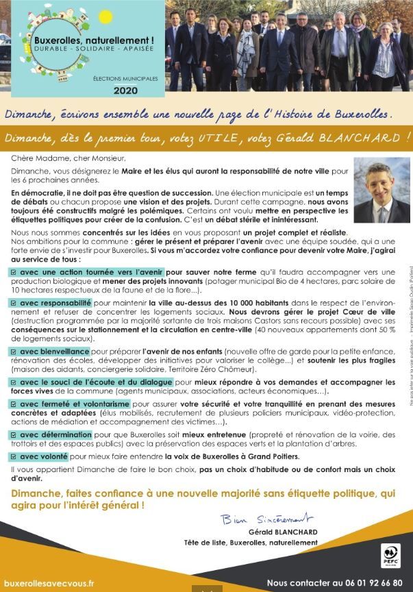 Dernier document avant le premier tour. - Buxerolles naturellement ...